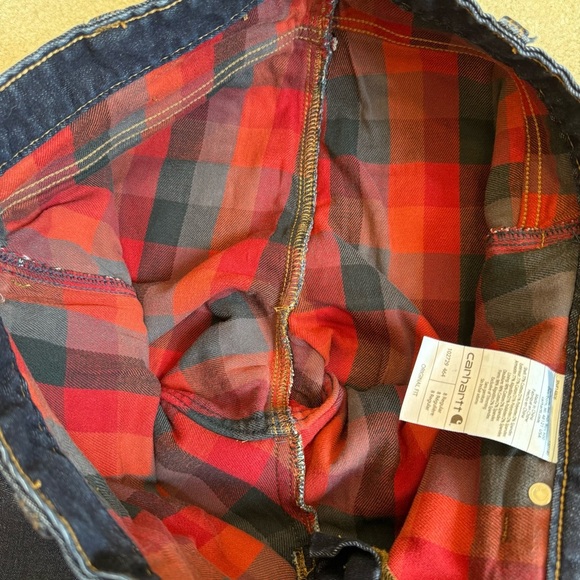 Carhartt Women’s Original Fit Flannel Lined Jeans Size 8 Straight Leg Dark Wash - Picture 11 of 11
